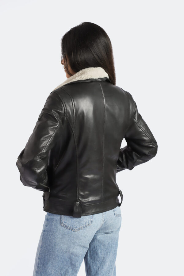 Womens Aviator Real Sheep Leather Jacket with Fur Collar High Designer Quality - ELF13 - Image 3