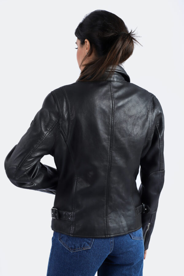 Womens Biker Style Black Leather Jacket Motorcycle Designer Biker Jacket - ELF21 - Image 3