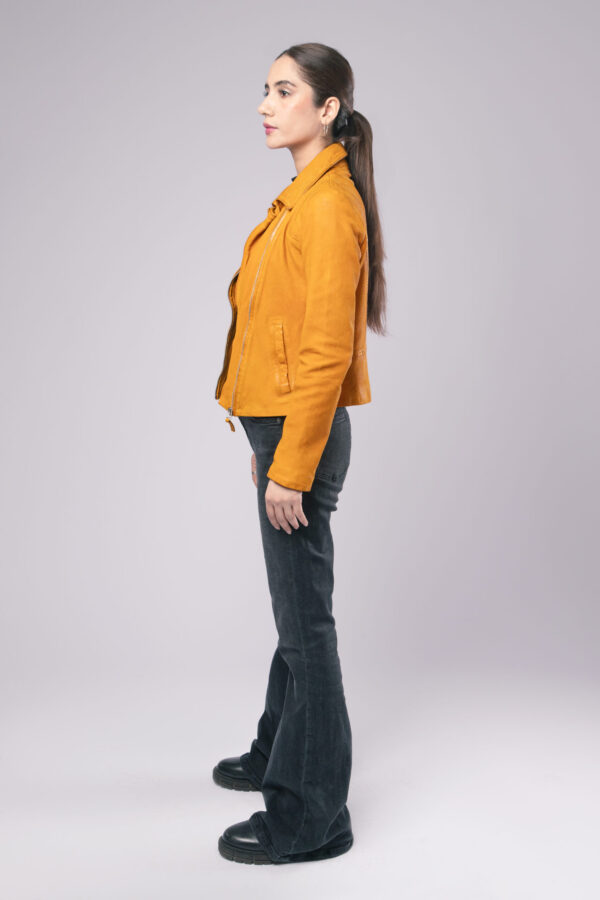 Women Fashion Jacket Real Sheep Yellow Leather Superior Quality Designer Jacket - ELF38 - Image 2