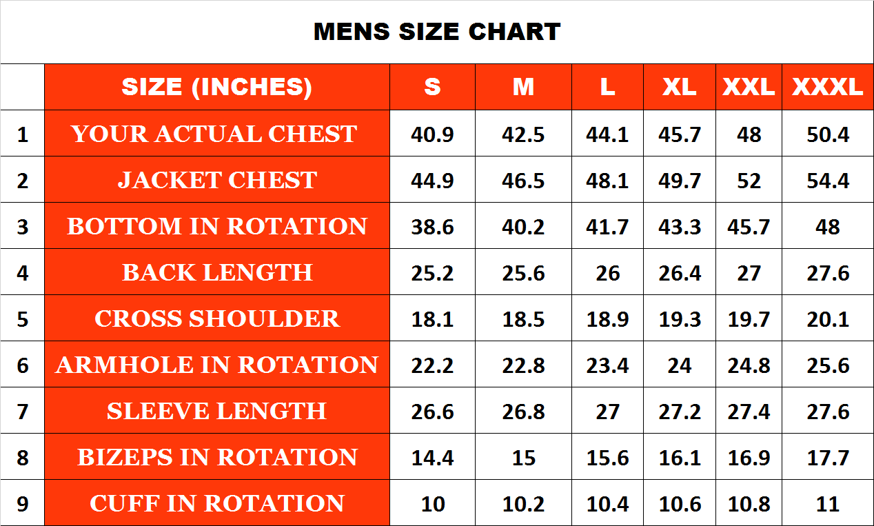 Size Chart Updated