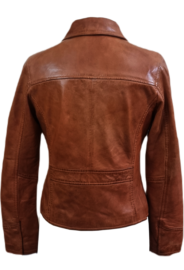 Womens Orange Leather Jacket Biker Style Handmade Stylish Lambskin Leather Jacket - ELF47 - Image 2